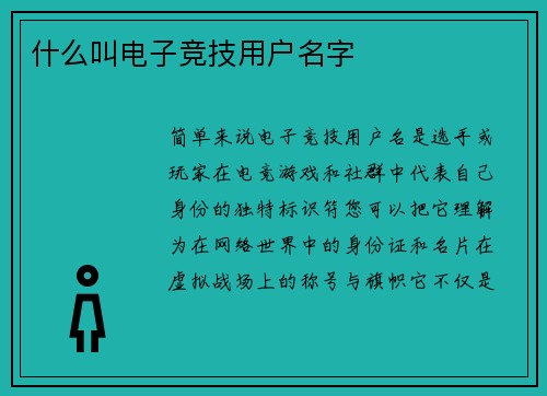 什么叫电子竞技用户名字